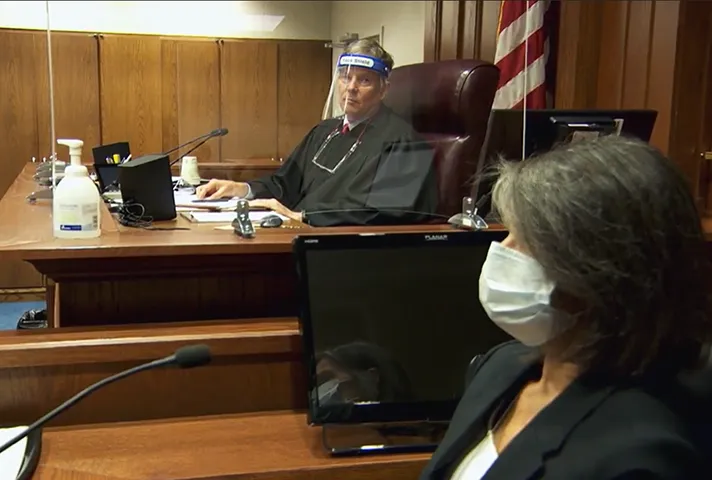 Judge on bench